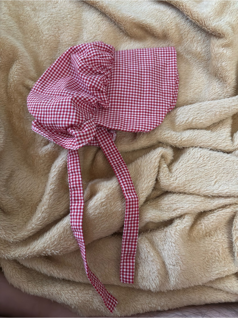 American Girl Red Gingham Bonnet with Ties
